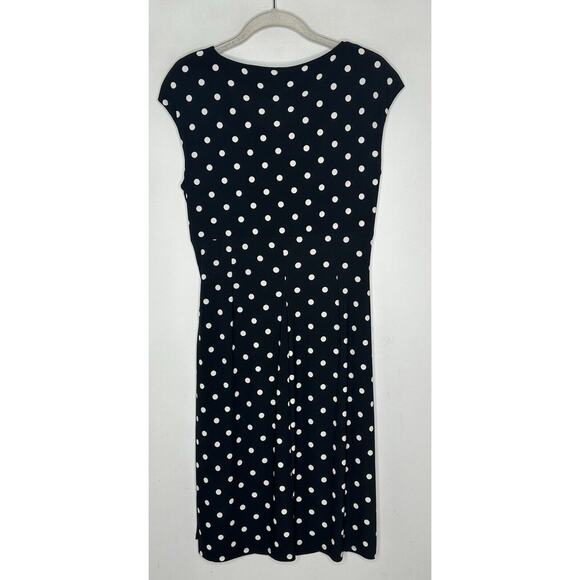 Lauren Ralph Lauren Women Polka Dot Surplice Faux Wrap Ruched Sheath Dress Sz 10 - Picture 6 of 6